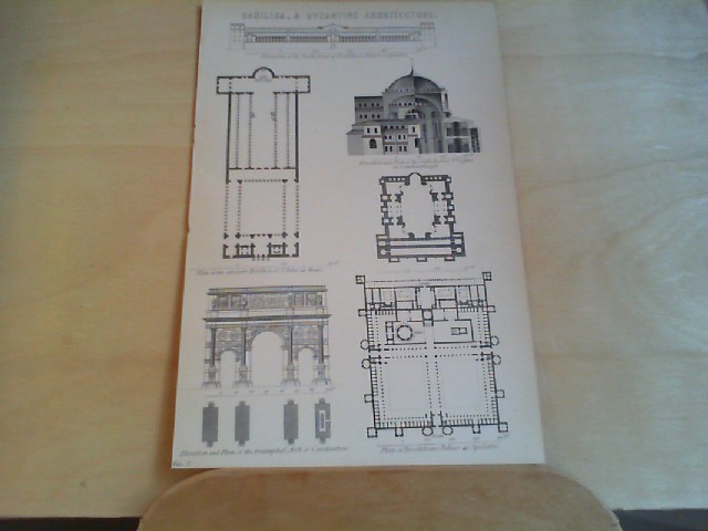  Grafik - BASILICA, & BYZANTINE ARCHITECTURE. 1 Grafik-Holzschnitt, aus 