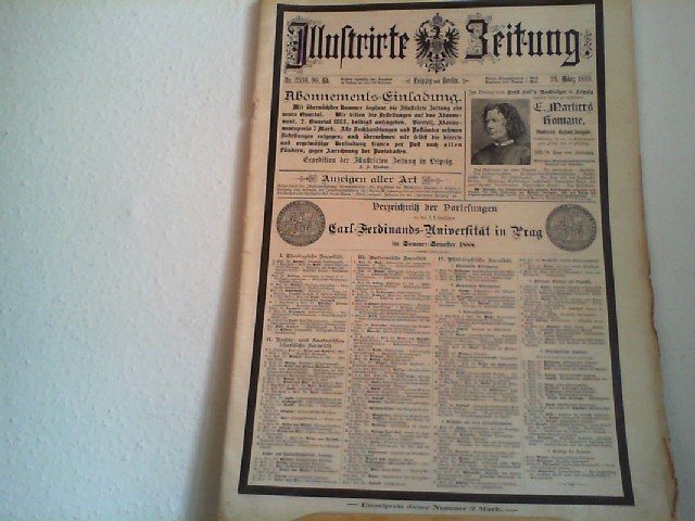  Illustrierte Zeitung. Ausgabe Nr. 2334, 90. Band vom 24. Mrz 1888 mit Artikeln zum Tode Kaiser Wilhelms I.