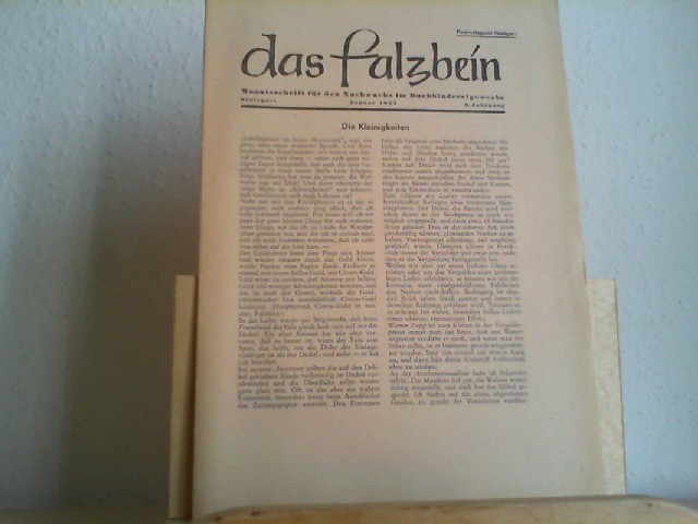  Das Falzbein Monatsschrift fr den Nachwuchs im Buchbindereigewerbe. 9. Jahrgang Januar 1957