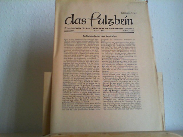  Das Falzbein Monatsschrift fr den Nachwuchs im Buchbindereigewerbe. 9. Jahrgang Mrz 1957