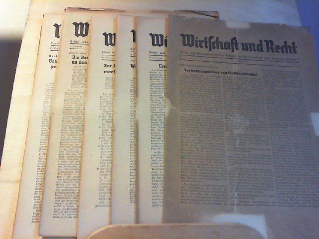 Wirtschaft und Recht - Schul- und beamtenrechtliches Beiblatt zur Reichszeitung "Der Deutsche Erzieher" 9. Jahrgang 1942, 12 Hefte komplett.