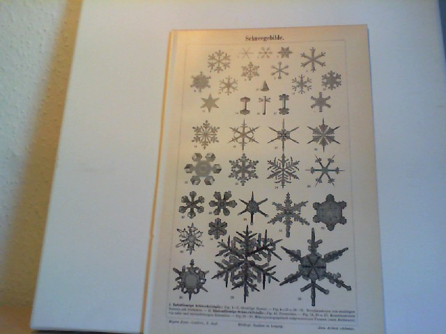 Schneegebilde. 1 Lithographierte, s/w, einseitige Graphiken. Aus Meyers Konversationslexikon 1897. 5. Auflage