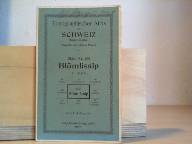 SIEGFRIED - ATLAS: Blmlisalp. Topographischer Atlas der Schweiz (Siegfriedaltlas) 1:50 000. Ausgabe auf Zhem Papier. Blatt Nr. 488, Section 1, BI. XVIII.