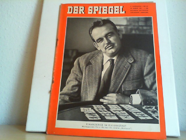  Der Spiegel. 24.08.1955. 9. Jahrgang. Nr. 35. Das deutsche Nachrichtenmagazin. Titelgeschichte : Finanzkrise im Rivierastaat - Monegassen-Frst Rainer III.