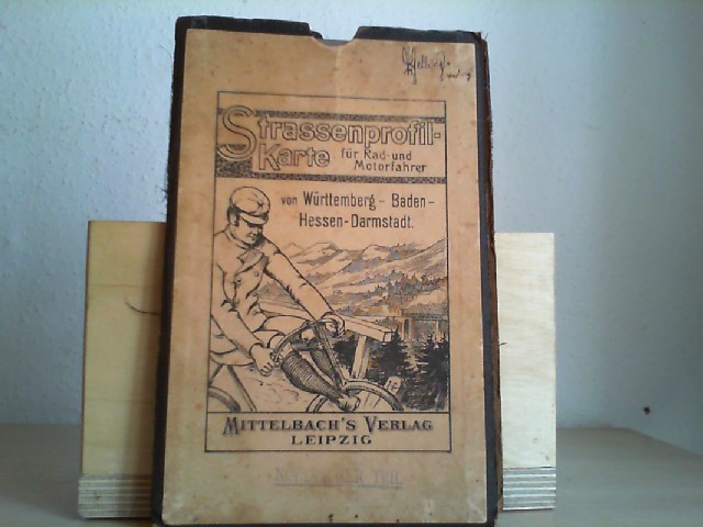 Mittelbach's Verlag (Hrsg.): Farbige Straenprofilkarte von Wrttemberg, Baden, Hessen-Darmstadt (ndlicher Teil) - Mastab 1 : 300 000 - auf Leinen aufgezogen, gefaltet. ca. 1920