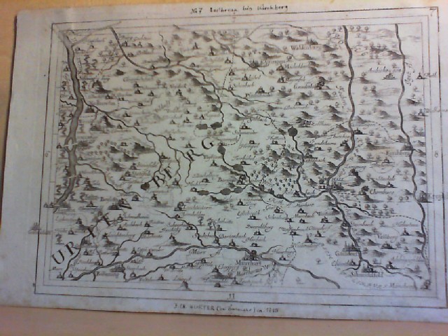  Geographica provinciarum Sveviae descriptio. Karte No. 7. Heilbronn (Hailbron) bis Kirchberg. Kupferstich   nach Johann Christoph Hurter.