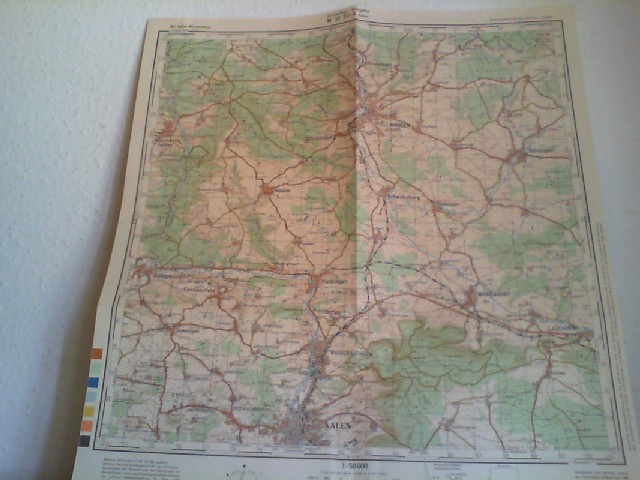  Topographische Karte. M-32-117-A. Aalen. 1:50000. WD Baden-Wrttemberg. Stand: 1960. Originale mehrfarbige Karte.