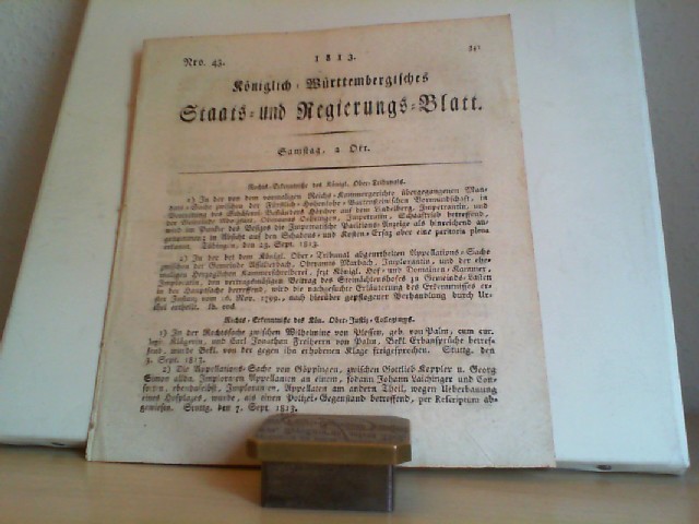  Kniglich-Wrttembergisches Staats- und Regierungsblatt. Nro. 43, 2. Oktober 1813.