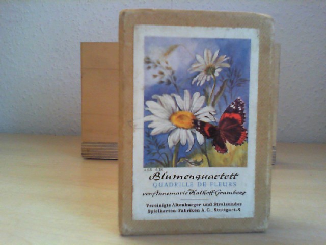  Altes Kartenspiel Blumenquartett Annemarie Kalkoff Gramberg ASS-618. 36 Karten, komplett.