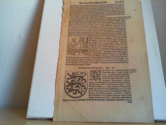 MNSTER, SEBASTIAN: Cosmographia. Das dritte Buch.,, Von dem teutschen Landt. 1 Blatt aus dem Werk. 