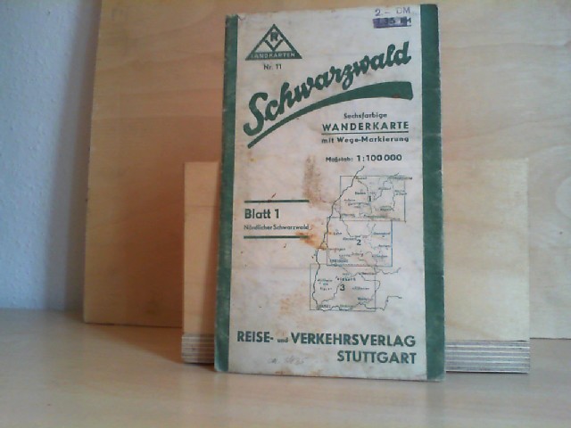  Der Schwarzwald. Blatt 1: Nrdlicher Schwarzwald. Sechsfarbige Wanderkarte.
