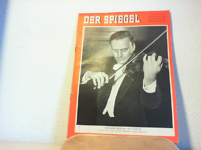  Der Spiegel. 02.10.1957. 11. Jahrgang. Nr. 40. Das deutsche Nachrichtenmagazin. Titelgeschichte : Die Kunst beginnt mit Vierzig - Violin-Virtuose Yehudi Menuhin.