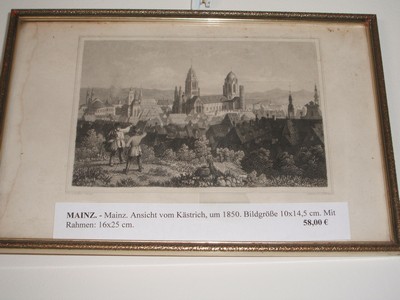  Mainz. Ansicht vom Kstrich, von Osten, mit der Stephanskirche und dem Dom, im Vordergrund 