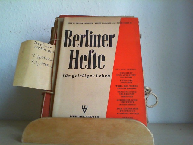  Berliner Hefte fr geistiges Leben. 7 Hefte 2. Jahrgang 1947, Hefte 7-11 //..// 3. Jahrgang 1948 Hefte  2.
