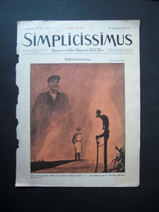  Titelblatt des SIMPLICISSIMUS mit Zeichnung von Gulbransson. 29.06.1915, Nr 13. Illustrierte Wochenschrift. Begrndet von Albert Langen und Th. Th. Heine.