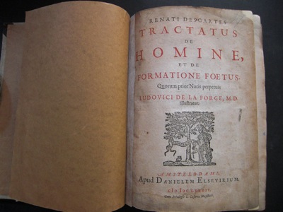 Tractatus de Homine, et de Formatione Foetus. Quorum prior Notis perpetuis Ludovivi de la Forge, M.D. illustratur. Erste /1./ Auflage dieser Ausgabe bei Elsevier.