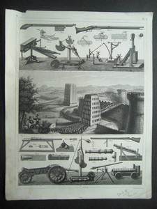  Zahlreiche Abbildungen mit historischen Waffen. Stahlstich. G. Heck (dir.) und Henry Winkles sculp.