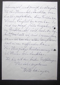 USINGER, FRITZ: Autograph. 2-seitiger handschriftlicher Brief vom 8.4.1969 an die Frau eines ehemaligen Schulfreundes, die er bittet ihm seine frhen Gedichtbnde zu verkaufen.