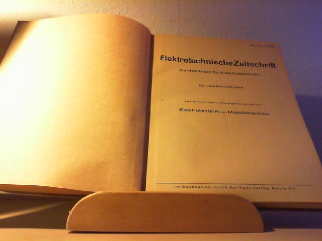  Elektronische Zeitschrift. Zentralblatt fr Elektrotechnik, 65. Jahrgang, 1944. Nr. 1/2 und 5/6 bis 51/52. Mit Register. Erste /1./ Ausgabe.