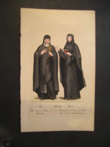 Nonnentracht. Fig.1: Alte Nonne vom Orden des Heiligen Basilius; Fig.2: Klosterfrau vom Orden des Heiligen Basilius in den Abendlndern.