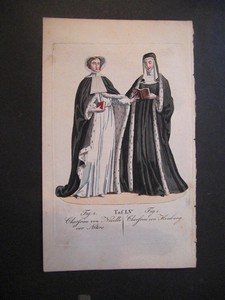  Nonnentracht. Fig.1: Chorfrau von Homburg; Fig.2: Chorfrau von Nivelle vor Alters.