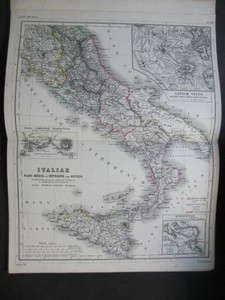 Italiae pars media et inferior cum Sicilia. Landkarte. [Italien und Sizilien.] (aus: Atlas Antiquus. Zwölf Karten zur alten Geschichte.) Modulus 1 : 2, 000 000. Sechste /6./ neu bearbeitete Auflage.