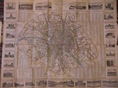  Nouveau Plan Routier de la Ville de Paris. Revu et corrig en 1830. Orn de ses Principaux Monuments. Plan en gravure sur cuivre.