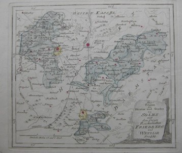  Friedberg / Wetzlar. Kupferstich-Karte mit zeitgenssischem Kolorit von Reilly 1793.  