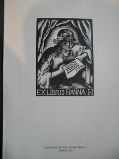 HODEK, JOSEF: Ex-Libris Schildchen fr Hannah H. Gezeichnet von J.Hodek.