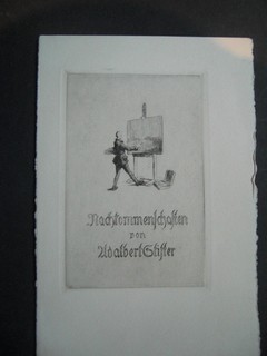  Nachkommenschaften von Adalbert Stifter. Radierung im Buchdruck von Karl Max Schulthei.