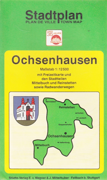 Ochsenhausen Stadtplan Maßstab 1:12500 mit Freizeitkarte und den Stadtteilen Mittelbuch und Rheinstetten sowie Radwanderwegen