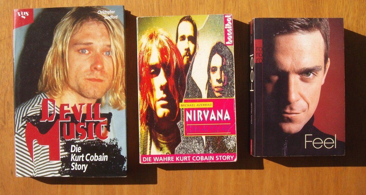 Drei Bücher: 1. Devil Music, Die Kurt Cobain Story ; 2. Nirvana. Come As You Are: Die wahre Kurt Cobain Story ; 3. Feel - Robbie Williams - Christopher Sandford ; Michael Azerrad ; Heath, Chris