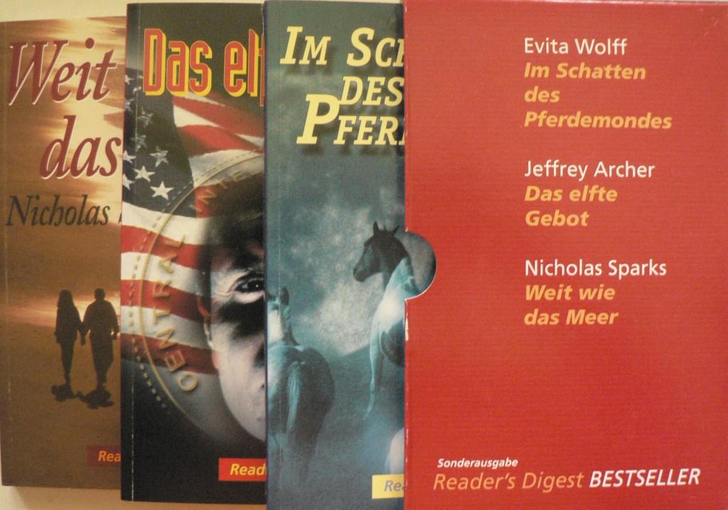 Evita Wolff/Jeffrey Archer/Nicholas Sparks  Im Schatten des Pferdemondes/Das elfte Gebot/Weit wie das Meer 