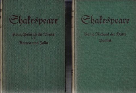 Skeakespeare, William;  König Heinrich der Vierte (1. und 2. Teil) - Romeo und Julia - König Richard der Dritte - Hamlet 2 Bücher 
