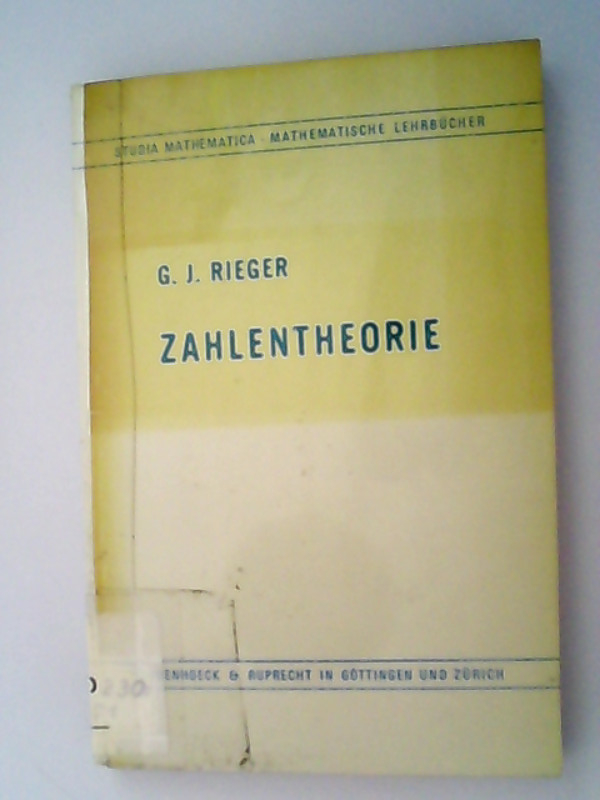Zahlentheorie  1.Auflage, - Rieger, Georg J,
