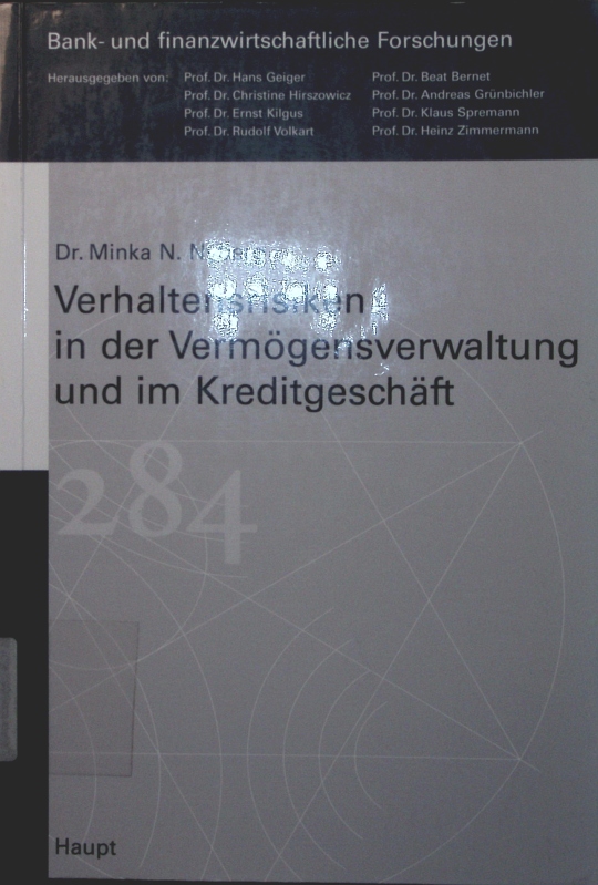 Verhaltensrisiken in der Vermögensverwaltung und im Kreditgeschäft  1. Auflage - Nyberg, Minka N.