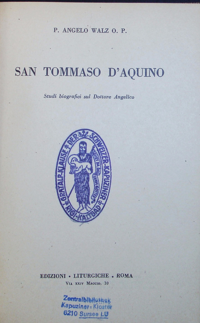 San Tommaso D'Aquino. - Walz, Angelo