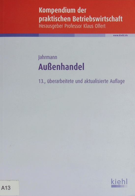 Außenhandel.  13., überarb. und aktualisierte Auflage - Jahrmann, Fritz-Ulrich