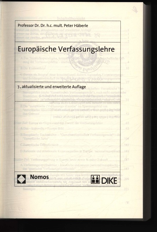 Europäische Verfassungslehre , 7., aktualisierte und erw. Aufl. - Häberle, Peter