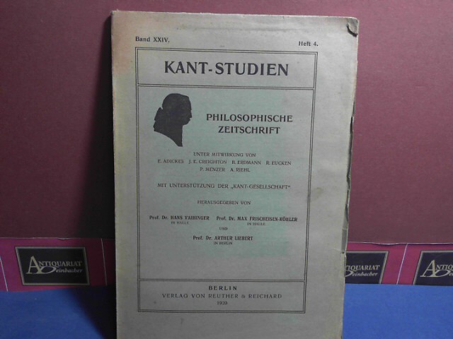 Kant-Studien. Philosophische Zeitschrift Band XXIV, Heft 4.