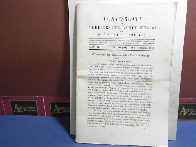 Monatsblatt des Vereines für Landeskunde  von Niederösterreich. XII. Jahrgang 1913, Nr. 19-21,