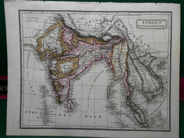 Biller, Franz und Johann Georg August Galletti:  Indien, diesseit und jenseit des Ganges - Gesamtkarte. 