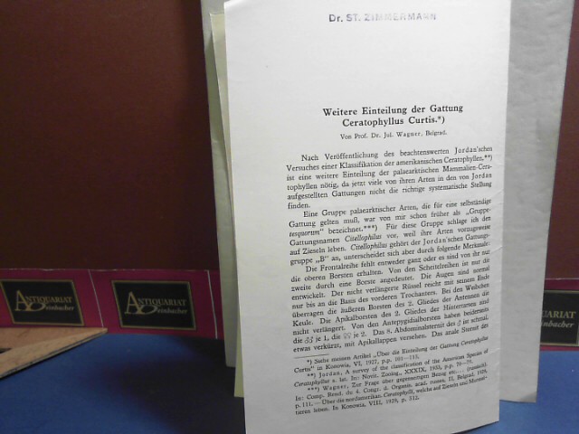 Wagner, Julius:  Weitere Einteilung der Gattung Ceratophyllus Curtis. (= Sonderabdruck aus: Konowia, Band XIII, Heft 4). 