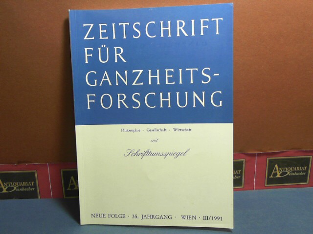 Pichler, J. Hanns:  Zeitschrift für Ganzheitsforschung. Philosophie-Gesellschaft-Wirtschaft. Neue Folge, 35. Jahrgang,  IV. Heft mit Schrifttumsspiegel. 