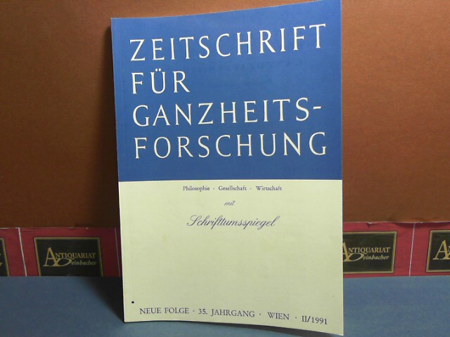 Pichler, J. Hanns:  Zeitschrift fr Ganzheitsforschung. Philosophie-Gesellschaft-Wirtschaft. Neue Folge, 35. Jahrgang,  IV. Heft mit Schrifttumsspiegel. 