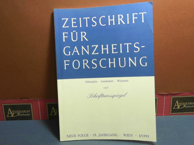 Pichler, J. Hanns:  Zeitschrift fr Ganzheitsforschung. Philosophie-Gesellschaft-Wirtschaft. Neue Folge, 35. Jahrgang,  IV. Heft mit Schrifttumsspiegel. 