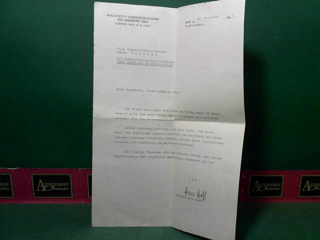 Hoff, Hans:  maschinengeschriebener eigenhndig signierter Brief von Hans Hoff an Paula Wessely, vom 25.11.1967. 