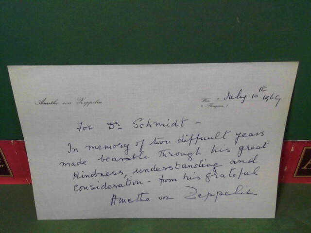 handschriftlicher Brief von Amethe von Zeppelin - eigenh.signiert.