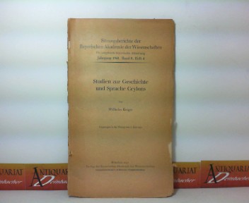 Geiger, Wilhelm:  Studien zur Geschichte und Sprache Ceylons. (= Sitzungsberichte der Bayerischen Akademie der Wissenschaften, 01941, Band II, Heft 4). 