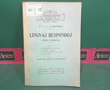 Zamenhof, L.L.:  Lingvaj Respondoj (Plena Kolekto) - Letero pri la Deveno de Esperato. (= Esperanto, Veraro de Zamenhof). 